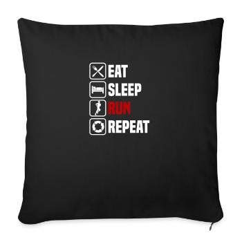 Manger, dormir, courir, répéter, joggeurs - Housse de coussin décorative 45 x 45 cm - noir - Devant