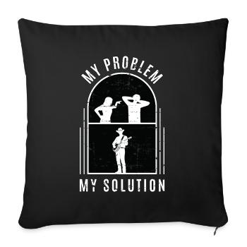 Banjo Player My Problem My Solution Pictogram Dad - Sofa pillowcase 17,3'' x 17,3'' (45 x 45 cm) - black - Front