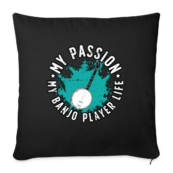 Joueur de banjo Ma passion Mon joueur de banjo Musique folklorique - Housse de coussin décorative 45 x 45 cm - noir - Devant