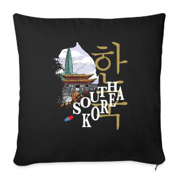 Cartes de la ville de Corée du Sud Démarreur de conversation parfait - Housse de coussin décorative 45 x 45 cm - noir - Devant
