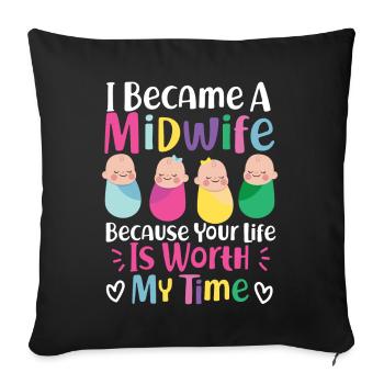 Infirmière sage-femme accoucheuse I - Housse de coussin décorative 45 x 45 cm - noir - Devant