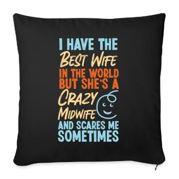 Infirmière Sage-femme Accoucheuse Femme - Housse de coussin décorative 45 x 45 cm - noir - Devant