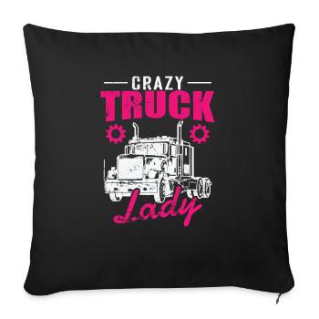 Crazy Truck Lady Occupation Long-Distance Transport - Sofa pillowcase 17,3'' x 17,3'' (45 x 45 cm) - black - Front