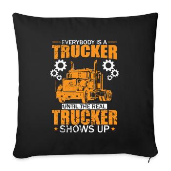 Real Trucker shows up Occupation Long-Distance Transport - Sofa pillowcase 17,3'' x 17,3'' (45 x 45 cm) - black - Front