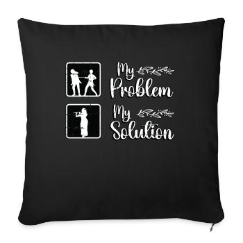Flutes Player My Problem My Pictogram Mom Dad - Sofa pillowcase 17,3'' x 17,3'' (45 x 45 cm) - black - Front
