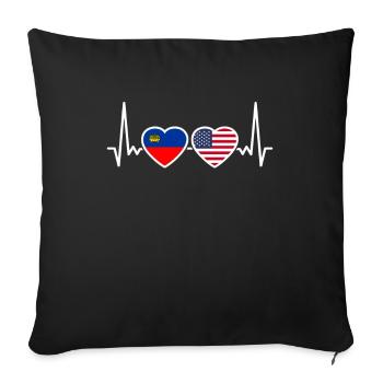 Liechtenstein USA Heartbeat Liechtensteiner - Sofa pillowcase 17,3'' x 17,3'' (45 x 45 cm) - black - Front