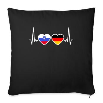 Slovenia Germany Heartbeat Flag Slovenian - Sofa pillowcase 17,3'' x 17,3'' (45 x 45 cm) - black - Front