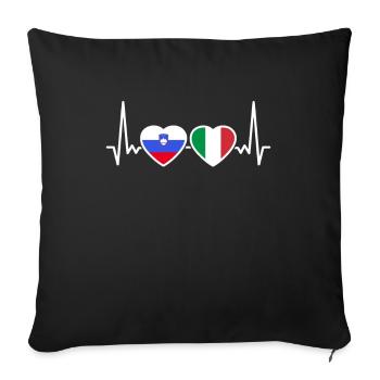 Slovenia Italy Heartbeat Flag Slovenian - Sofa pillowcase 17,3'' x 17,3'' (45 x 45 cm) - black - Front