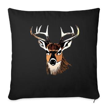 Rothirsch Geweih mit Hirschgeweih - Sofakissenbezug 45 x 45 cm - Schwarz - Vorne