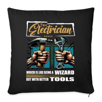 Electrician Profession Saying Worker - Sofa pillowcase 17,3'' x 17,3'' (45 x 45 cm) - black - Front