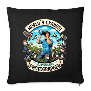 Le meilleur photographe d’observation d’oiseaux au monde - Housse de coussin décorative 45 x 45 cm - noir - Devant