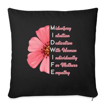 Infirmière sage-femme accoucheuse - Housse de coussin décorative 45 x 45 cm - noir - Devant
