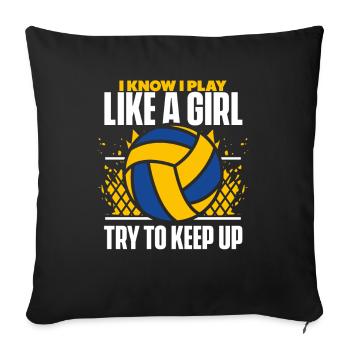 Je sais que je joue comme une fille maniaque du volley-ball - Housse de coussin décorative 45 x 45 cm - noir - Devant