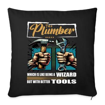Plumber Profession Saying Worker - Sofa pillowcase 17,3'' x 17,3'' (45 x 45 cm) - black - Front