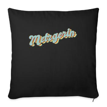 Fleischer Abschluss-Geschenk Metzgerin - Sofakissenbezug 45 x 45 cm - Schwarz - Vorne