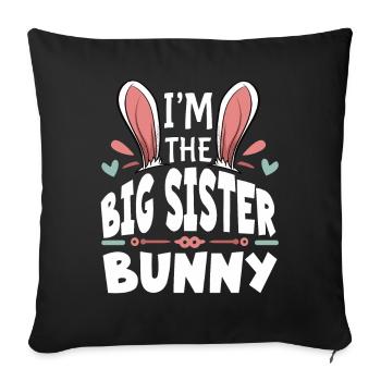 Je suis la grande sœur lapin - Housse de coussin décorative 45 x 45 cm - noir - Devant