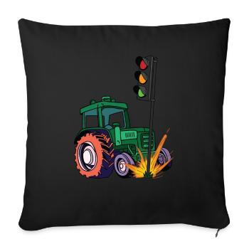 The traffic lights have to go! Tractor rams traffic light - Sofa pillowcase 17,3'' x 17,3'' (45 x 45 cm) - black - Front