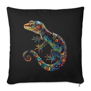 Floral Leopard Gecko Colorful & Ornate - Sofa pillowcase 17,3'' x 17,3'' (45 x 45 cm) - black - Front