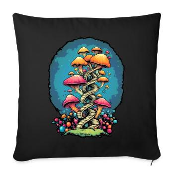 Colorful Mushroom DNA Mycelium Grower - Sofa pillowcase 17,3'' x 17,3'' (45 x 45 cm) - black - Front