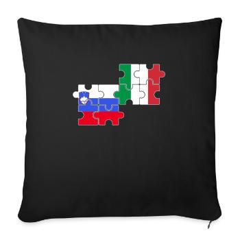 Slovénie Italie Drapeau Italien Slovène - Housse de coussin décorative 45 x 45 cm - noir - Devant