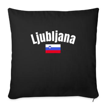 Ljubljana, Slovénie, Drapeau slovène, Slovène - Housse de coussin décorative 45 x 45 cm - noir - Devant