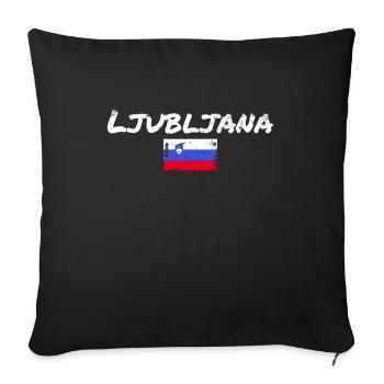 Ljubljana Vintage Slovenia Slovenian Flag - Sofa pillowcase 17,3'' x 17,3'' (45 x 45 cm) - black - Front