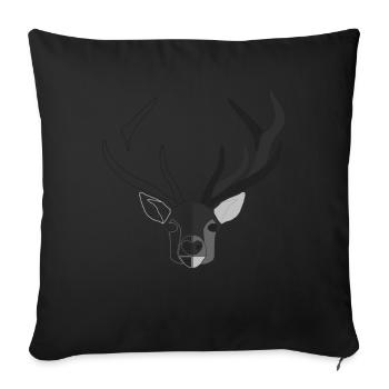 Rothirsch Geweih mit Hirschgeweih - Sofakissenbezug 45 x 45 cm - Schwarz - Vorne