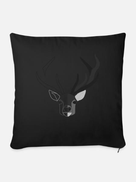 Rothirsch Geweih mit Hirschgeweih - Sofakissenbezug 45 x 45 cm - Schwarz
