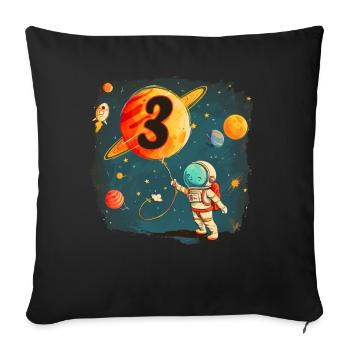 Astronaut Junge 3. Geburtstag Buntes Universum - Sofakissenbezug 45 x 45 cm - Schwarz - Vorne