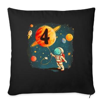 Astronautenjunge 4. Geburtstag Buntes Universum - Sofakissenbezug 45 x 45 cm - Schwarz - Vorne