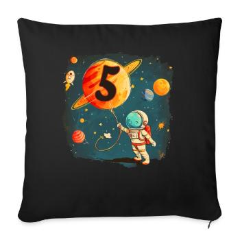 Astronaut Boy 5. Geburtstag Buntes Universum - Sofakissenbezug 45 x 45 cm - Schwarz - Vorne