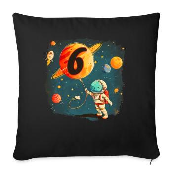 Astronaut Junge 6. Geburtstag Buntes Universum - Sofakissenbezug 45 x 45 cm - Schwarz - Vorne