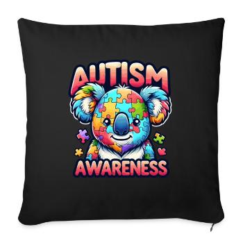 Autism Awareness puzzles piece - Sofa pillowcase 17,3'' x 17,3'' (45 x 45 cm) - black - Front