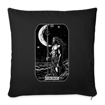 Poseidon Tarot Card Mythology Trident God Of Sea - Sofakissenbezug 45 x 45 cm - Schwarz - Vorne
