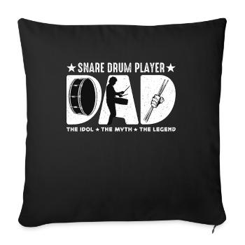 Joueur de caisse claire Papa L’idole Le mythe Batteur - Housse de coussin décorative 45 x 45 cm - noir - Devant