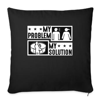 Joueur de caisse claire Mon problème Mon pictogramme Maman Papa - Housse de coussin décorative 45 x 45 cm - noir - Devant