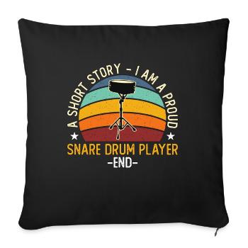 Joueur de caisse claire Une histoire courte Je suis batteur de caisse claire - Housse de coussin décorative 45 x 45 cm - noir - Devant