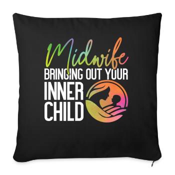 Nurse Midwife Birth Worker Pun - Sofa pillowcase 17,3'' x 17,3'' (45 x 45 cm) - black - Front