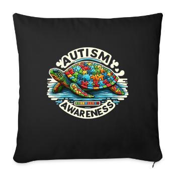 Autism Awareness puzzles piece - Sofa pillowcase 17,3'' x 17,3'' (45 x 45 cm) - black - Front