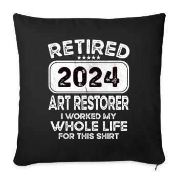 Restaurateur d’art à la retraite 2024 - Housse de coussin décorative 45 x 45 cm - noir - Devant