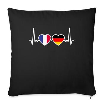 France, Germany, Heartbeat, Flag, Frenchman - Sofa pillowcase 17,3'' x 17,3'' (45 x 45 cm) - black - Front