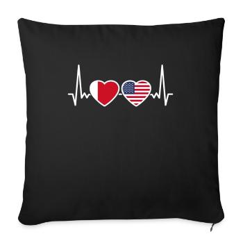 Dubaï, États-Unis, Heartbeat, Drapeau, Américain, Dubaier - Housse de coussin décorative 45 x 45 cm - noir - Devant