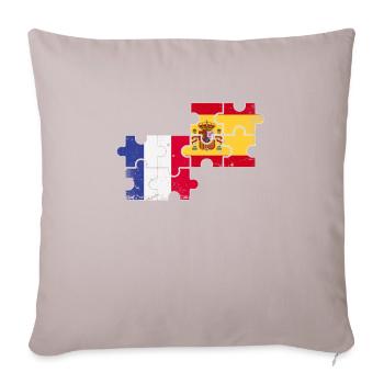 France Espagne Vintage drapeau Français - Housse de coussin décorative 45 x 45 cm - taupe clair - Devant