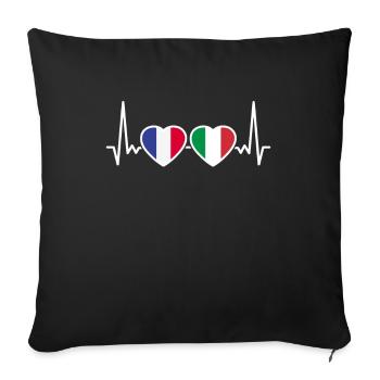 France, Italy, Heartbeat, Flag, Frenchman - Sofa pillowcase 17,3'' x 17,3'' (45 x 45 cm) - black - Front