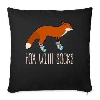 Fox with Winter Socks Sock Wool Socks - Sofa pillowcase 17,3'' x 17,3'' (45 x 45 cm) - black - Front