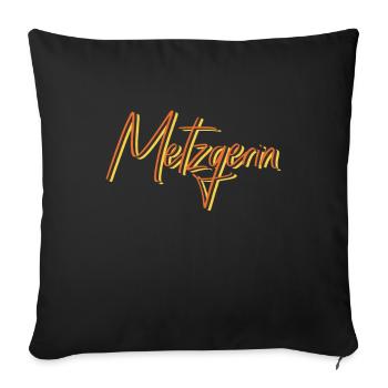 Fleischer Abschluss-Geschenk Metzgerin - Sofakissenbezug 45 x 45 cm - Schwarz - Vorne
