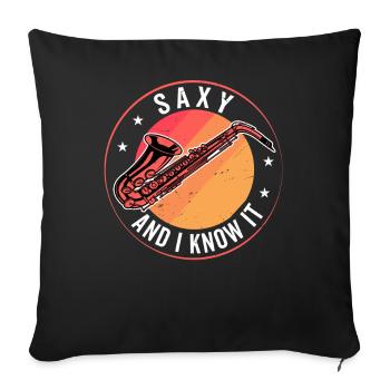Saxophoniste Drôle - Saxy Et Je Le sais - Housse de coussin décorative 45 x 45 cm - noir - Devant