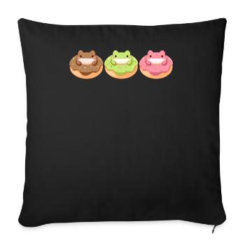 Cute Frog Donuts Kawaii Anime Food Animal Donut Lo - Sofakissenbezug 45 x 45 cm - Schwarz - Vorne