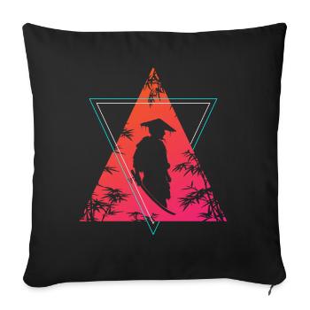 guerrier moderne samouraï néon - Housse de coussin décorative 45 x 45 cm - noir - Devant