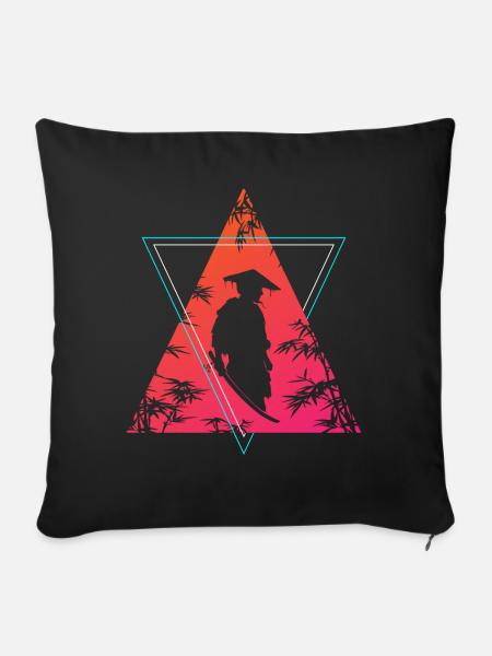 Neon Samurai Moderner Krieger Geist - Sofakissenbezug 45 x 45 cm - Schwarz